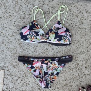 Maaji Tropical Leaf Bikini Set - Black and Green